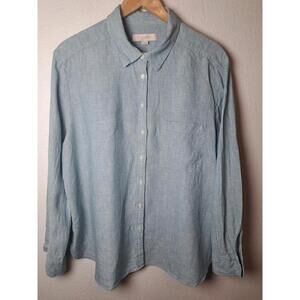 LOFT  Mankind Button Shirt Mens XL LIGHT Blue 100%  Linen Cotton